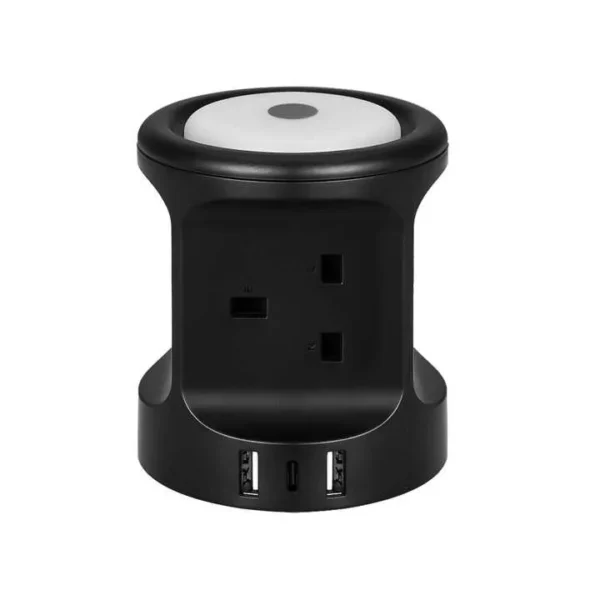 LED Tower Charger with Night Light & Safety Shutter, Fireproof ABS - Image 2