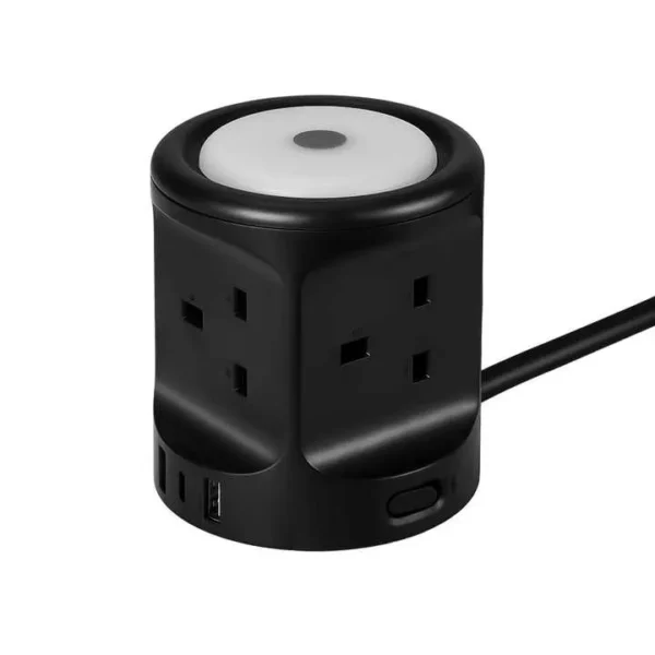 LED Tower Charger with Night Light & Safety Shutter, Fireproof ABS